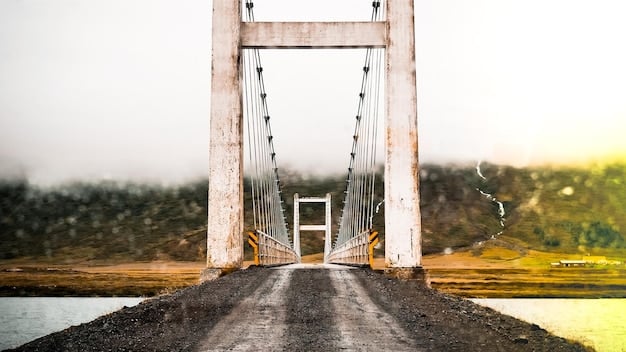 A split image showing one side with a broken bridge and dark clouds and the other side with a complete bridge under a sunny sky, symbolizing broken vs. rebuilt trust.