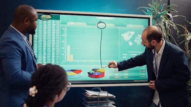 An investor analyzing a dashboard displaying financial metrics alongside sustainability indicators, highlighting the integrated approach to evaluating both financial and social impact.