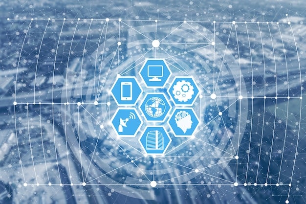 A detailed graphic showing intertwined medical symbols and technology icons, representing the fusion of healthcare and technology leading to HealthTech acquisitions.