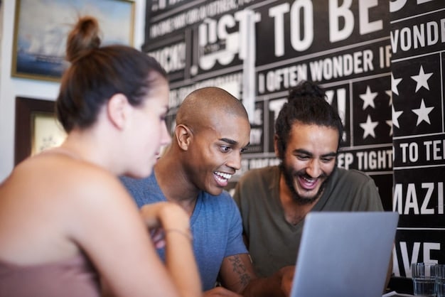 A diverse group of startup employees with concerned expressions, looking at a board with layoff notices in a modern, open-plan office.
