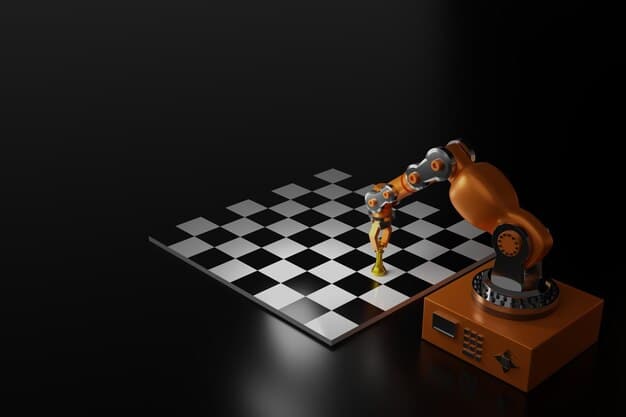 A chessboard with tech-themed pieces, illustrating strategic planning and different pathways in the startup ecosystem. The pieces are sleek and modern, suggesting advanced technology.