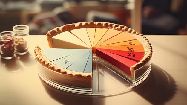 A visual representation of a cap table or ownership structure, with different colored pie slices representing founder equity, investor equity, and employee stock options. The image should be clean, modern, and easily understandable, conveying fractional ownership.