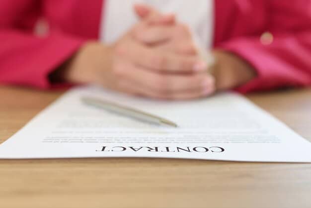 A detailed, close-up shot of a legal contract being signed with a pen, with blurred background elements suggesting a modern office and collaborative environment, emphasizing legal agreements and business partnerships.