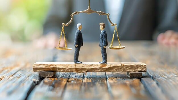 A legal scale balancing two elements: one side labeled 