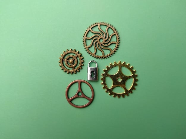 A top-down view of various interlocking gears, each labeled with concepts related to data privacy: Compliance, Security, Transparency, Policy, Training. The gears are meshing together, symbolizing a well-coordinated and integrated data privacy strategy.