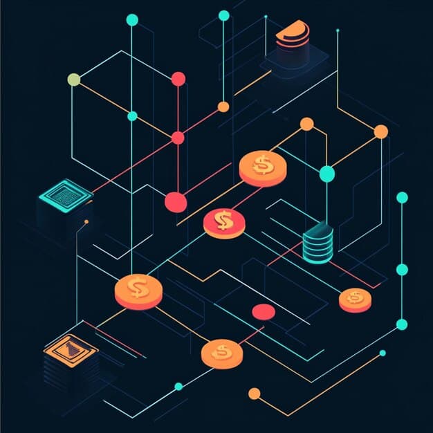 A graphic illustration showing a blockchain network with interconnected nodes, each representing different financial assets being tokenized. The image includes icons for real estate, art, stocks, and commodities, all connected through a secure, transparent blockchain network. The illustration emphasizes the efficiency and accessibility of tokenized assets in the Web3 ecosystem.