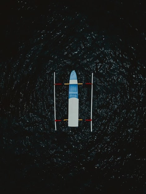 A visual metaphor depicting a startup as a tightly sealed submarine navigating through turbulent, dark waters, symbolizing the US Startup Funding Winter: Expert Predictions and Strategies for Survival in the Next Quarter. The submarine has lights on, illuminating its path forward.