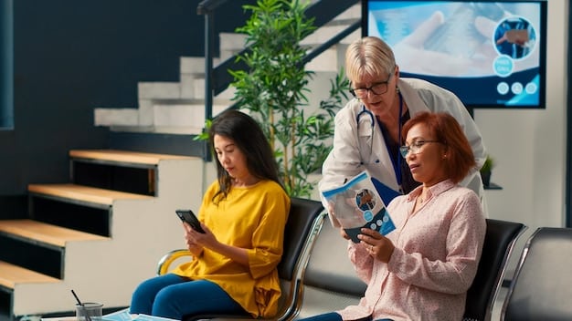 A diverse group of patients of different ages using various digital health tools, such as smartwatches and mobile apps, highlighting the empowerment of patients and the growing demand for digital health solutions.