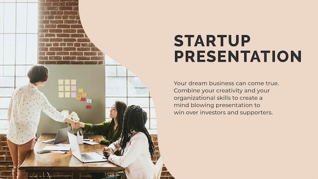 A professional presentation slide illustrating the key elements of a startup business plan. The slide highlights market analysis, competitive advantages, financial projections, and team expertise. The presentation is titled 'Startup Valuation: A Practical Guide to Determining Your Company's Worth for Investors in 2025'.