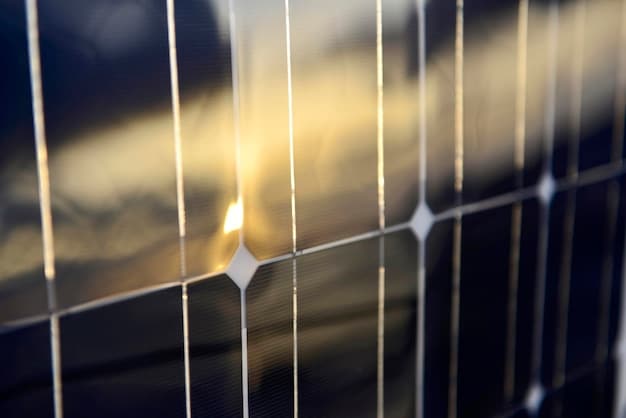 Close-up of a bifacial solar panel absorbing sunlight on both sides. The panel is sleek and modern, showcasing its ability to capture sunlight from the front and reflected light from the back surface. The background features a green field, symbolizing the natural environment that benefits from sustainable energy solutions. This illustrates What are the Latest Innovations in Renewable Energy Technology and Their Impact on US Sustainability Goals?