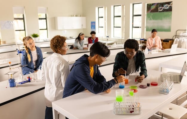 A diverse group of students collaborating on a project in a modern university lab. The scene should emphasize teamwork, innovation, and engagement with technology. This showcases the educational foundation that supports budding tech entrepreneurs and innovators, reinforcing How to Build a Successful Tech Startup Ecosystem in the US: Lessons from Silicon Valley.