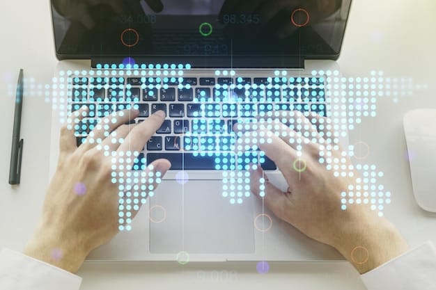 Close-up of a software developer's hands working on a low-code platform, showcasing a visual interface with drag-and-drop components. The screen displays various pre-built modules and connectors, illustrating how The Growing Importance of Low-Code/No-Code Platforms for US Tech Companies: A 2025 Perspective is simplifying application development.