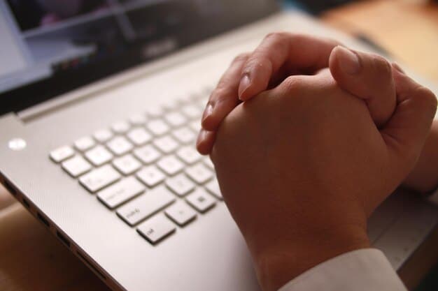 A close-up shot of a person's hands typing on a laptop, with a focus on the screen displaying a compliance form related to the Corporate Transparency Act. Visual elements include secure login icons and a checklist. This image illustrates the process of filling out the required information for Navigating the Corporate Transparency Act: A Step-by-Step Guide for US Startups to Avoid Penalties in 2025.