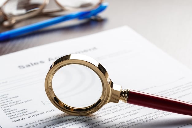 A close-up shot of a contract with a magnifying glass over it, highlighting the detailed clauses and the need for careful review. The image subtly includes the words 
