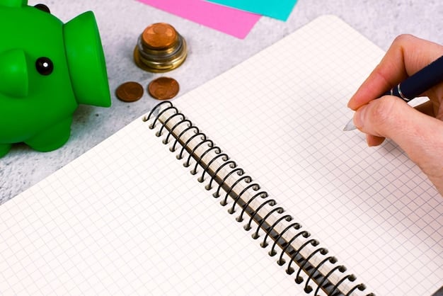 A detailed shot of an open ledger or financial record book, with lines for income and expenses, and a hand holding a pen. The focus is on meticulous financial tracking.